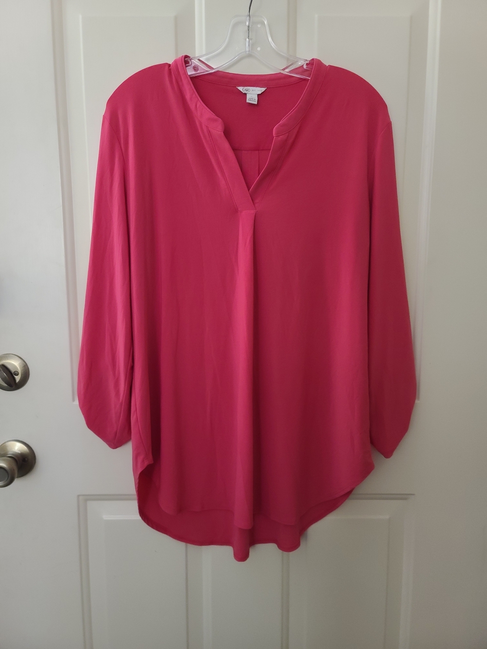 Cato Hot Pink Split-Neck Blouse